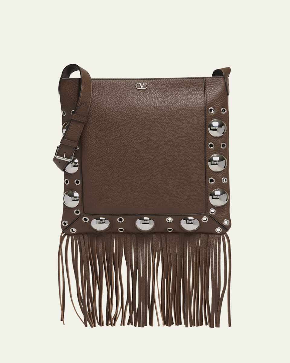 Nellcote Fringe Studded Leather Crossbody Bag